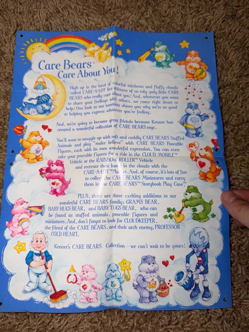 Vintage 1983-1984 Kenner Care Bears Foldout Product Catalog Pamphlet
